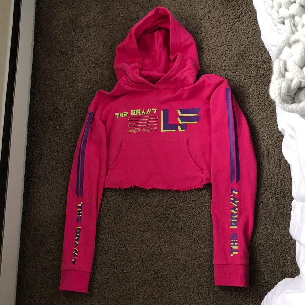 LF the brand bright pink cropped hoodie